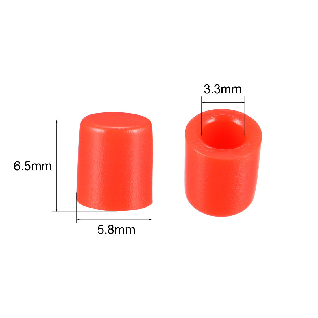 uxcell Uxcell 20Pcs 3.3mm Hole Dia Plastic Push Button Tactile Switch Caps Cover Keycaps Protector Red for 6x6 Micro Switch