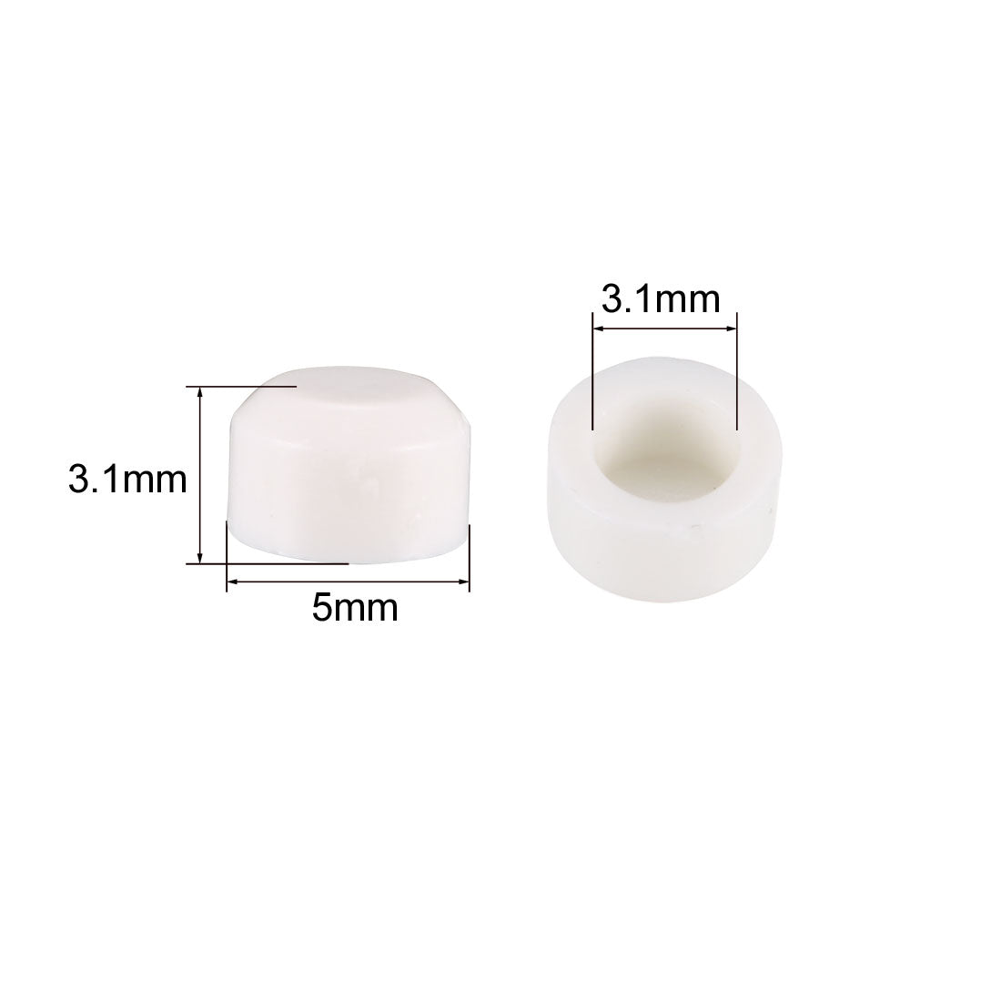 uxcell Uxcell 25pcs 3.1mm Hole Dia Plastic Pushbutton Tactile Switch Caps Cover Keycaps Protector White for 6x6 Tact Switch