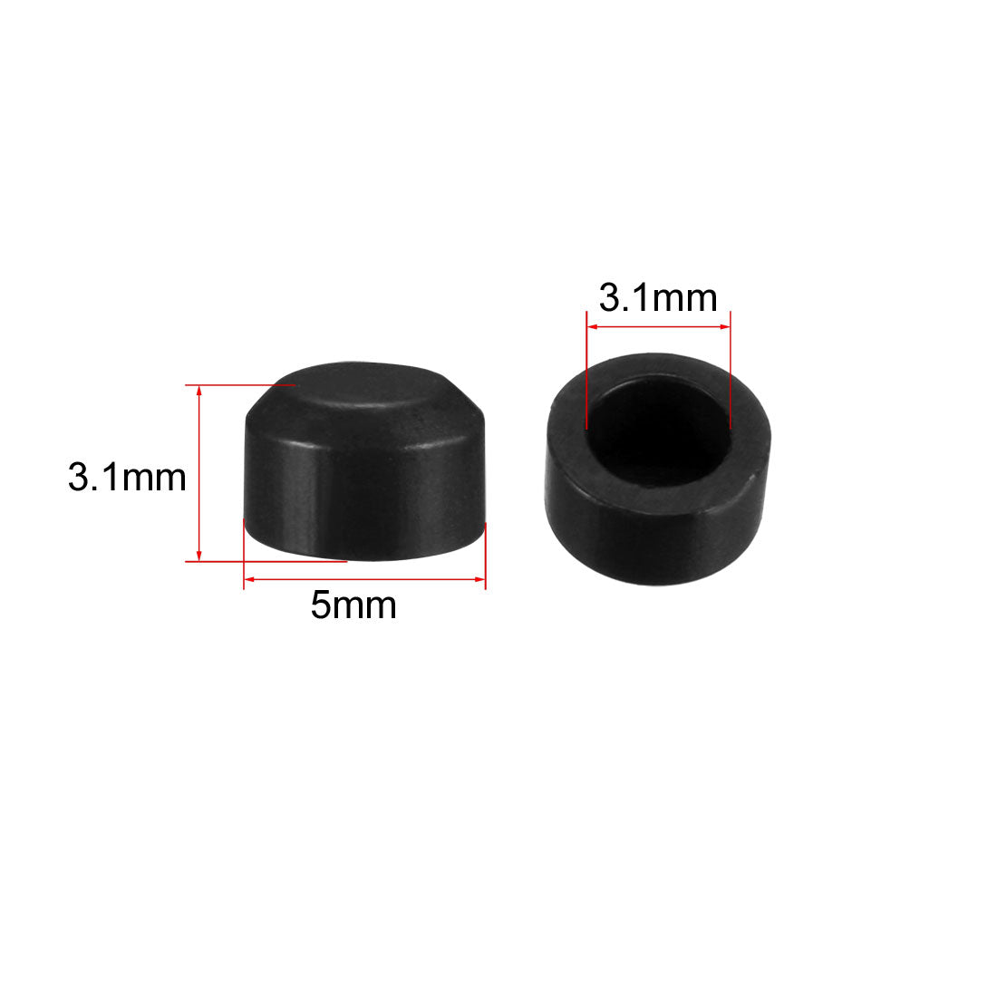 uxcell Uxcell 25pcs 3.1mm Hole Dia Plastic Pushbutton Tactile Switch Caps Cover Keycaps Protector Black for 6x6 Tact Switch
