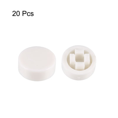Harfington Uxcell 20Pcs Plastic Pushbutton Tactile Switch Caps Cover Keycaps White for 6x6x7.3mm Tact Switch