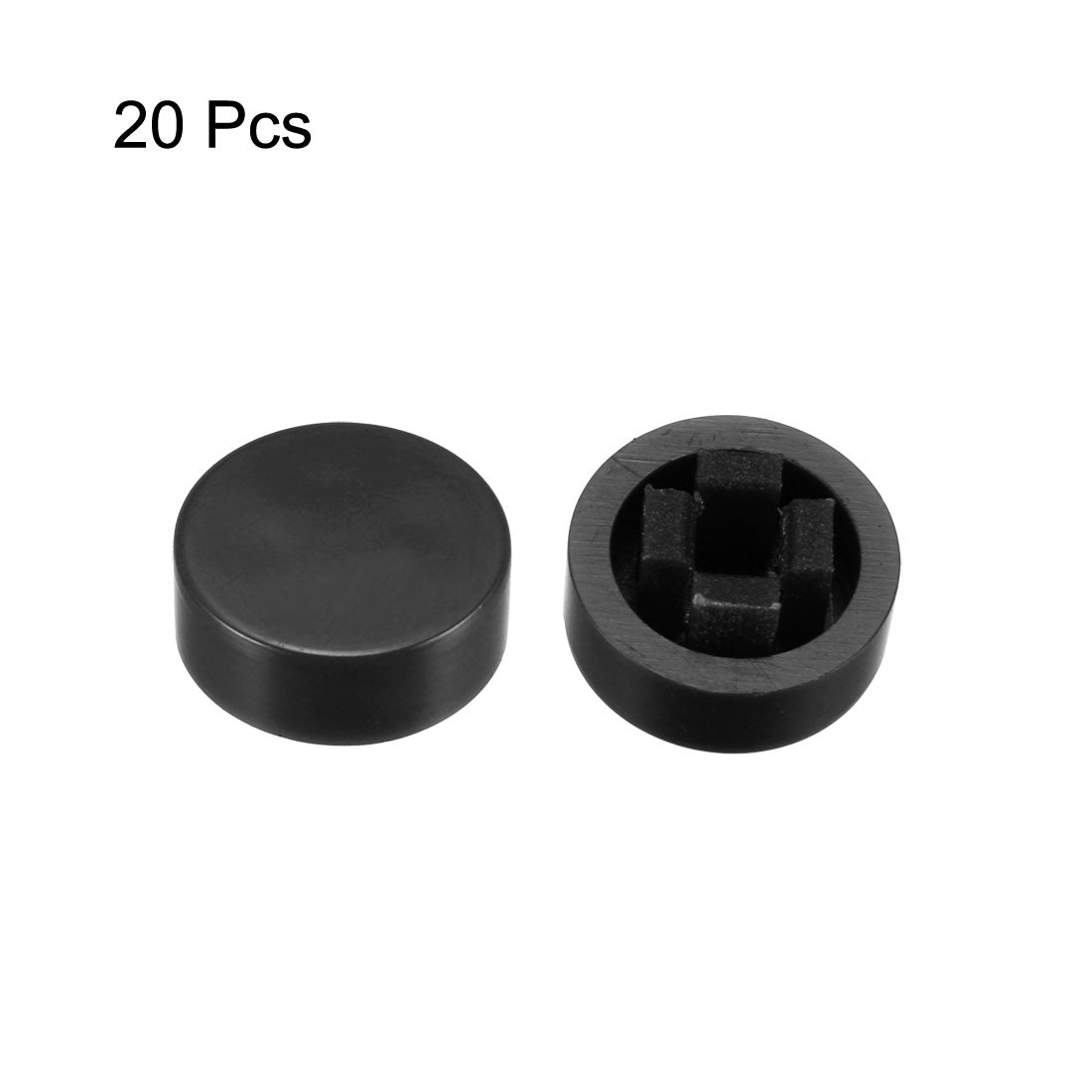 uxcell Uxcell 20Pcs Plastic Pushbutton Tactile Switch Caps Cover Keycaps  Black for 6x6x7.3mm Tact Switch