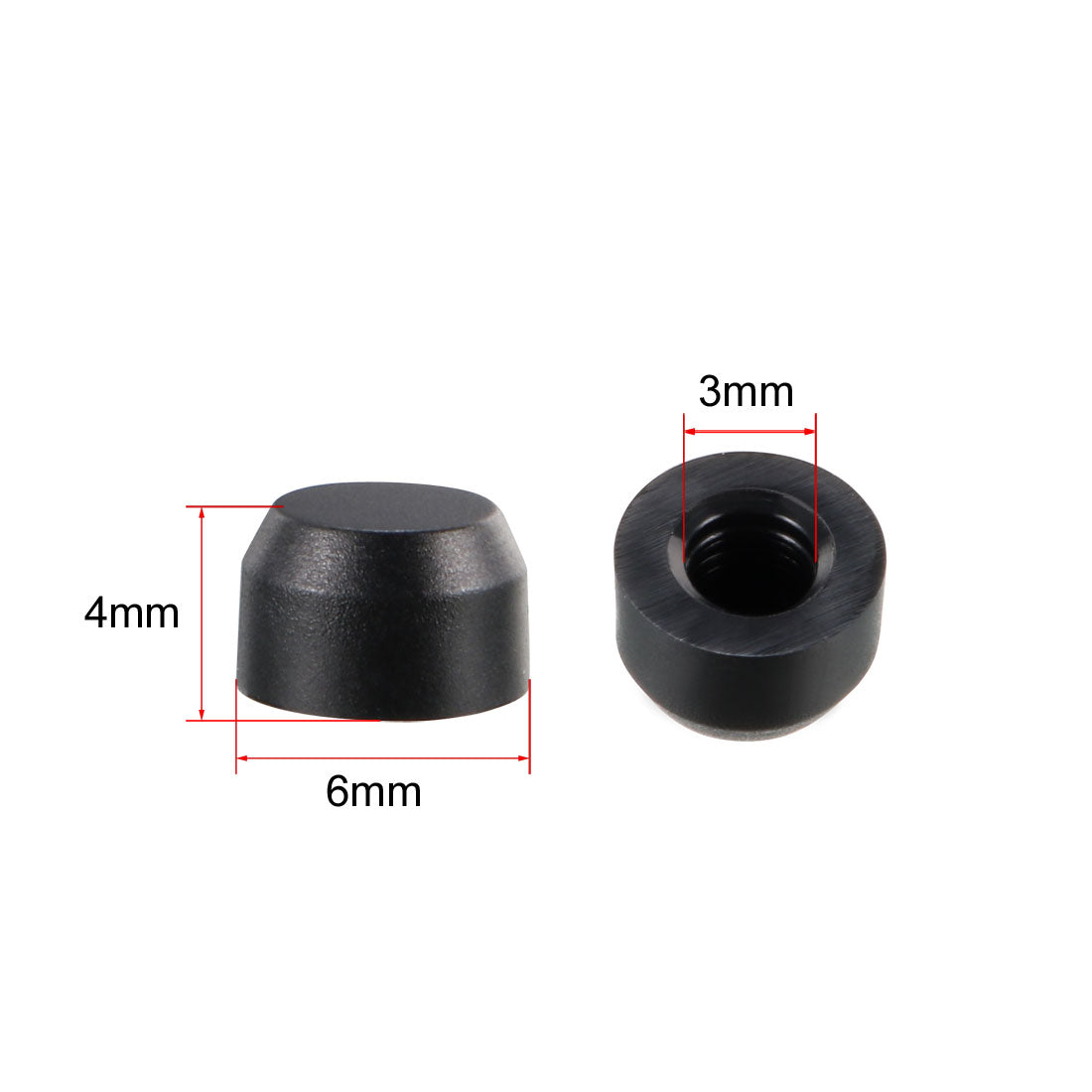 uxcell Uxcell 20pcs 3mm Hole Dia Silica-gel Pushbutton Tactile Switch Caps Cover Keycaps Protector Black for 6x6 Tact Switch