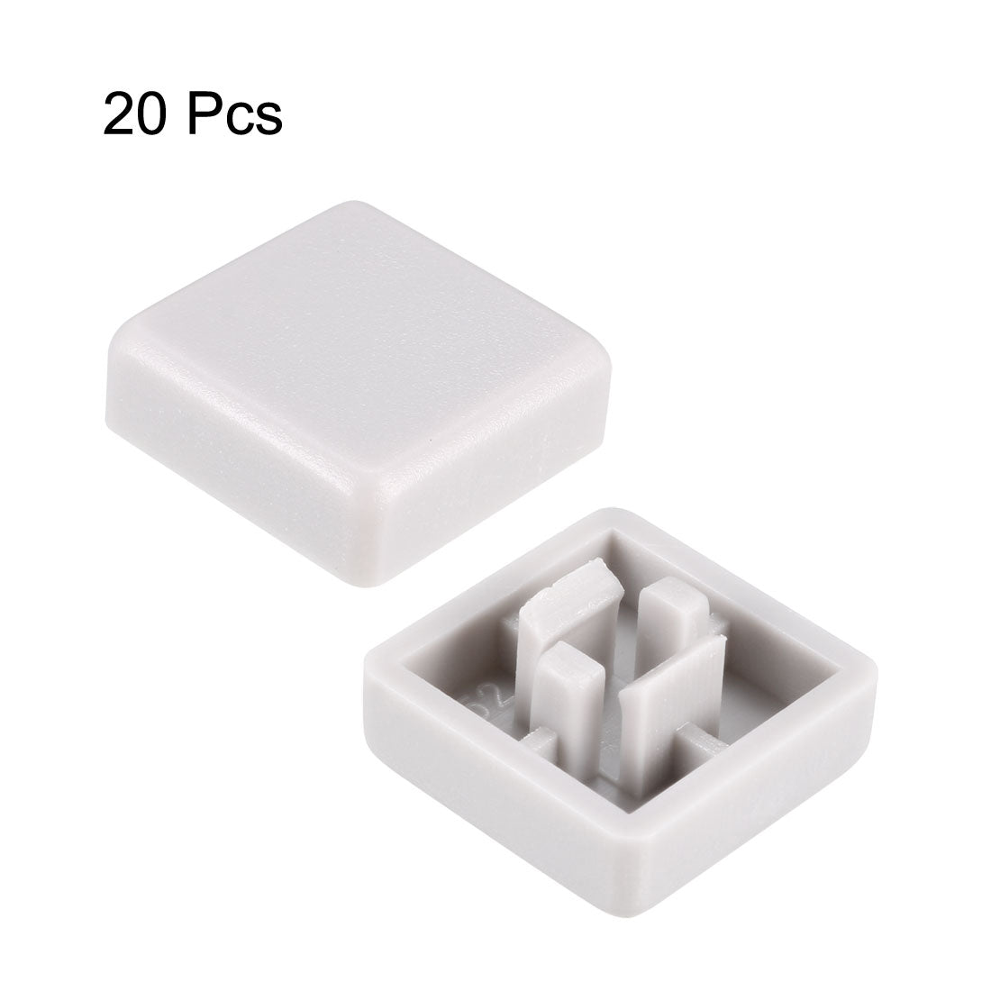 uxcell Uxcell 20Pcs Plastic 12x12mm Pushbutton Tactile Switch Caps Cover Keycaps Grey for 12x12x7.3mm Tact Switch