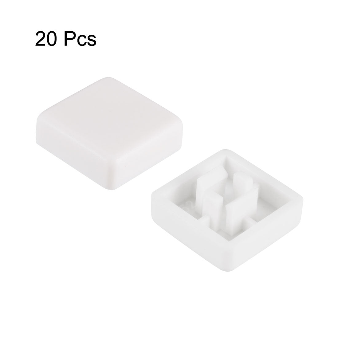 uxcell Uxcell 20Pcs Plastic 12x12mm Pushbutton Tactile Switch Caps Cover Keycaps White for 12x12x7.3mm Tact Switch