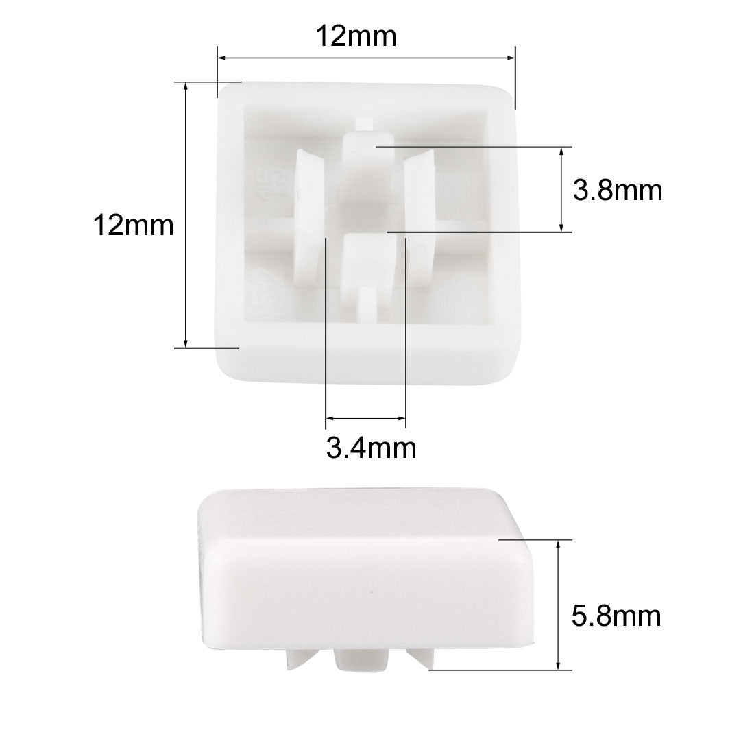 uxcell Uxcell 20Pcs Plastic 12x12mm Pushbutton Tactile Switch Caps Cover Keycaps White for 12x12x7.3mm Tact Switch
