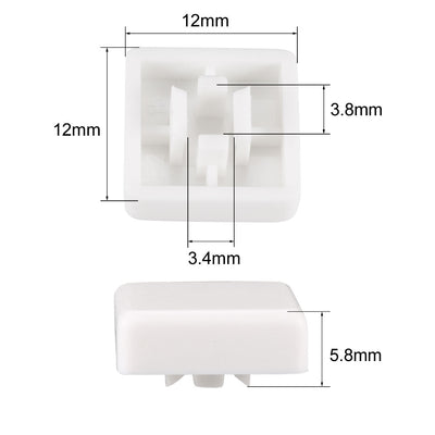 Harfington Uxcell 20Pcs Plastic 12x12mm Pushbutton Tactile Switch Caps Cover Keycaps White for 12x12x7.3mm Tact Switch