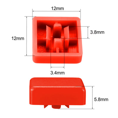 Harfington Uxcell 20Pcs Plastic 12x12mm Pushbutton Tactile Switch Caps Cover Keycaps Red for 12x12x7.3mm Tact Switch