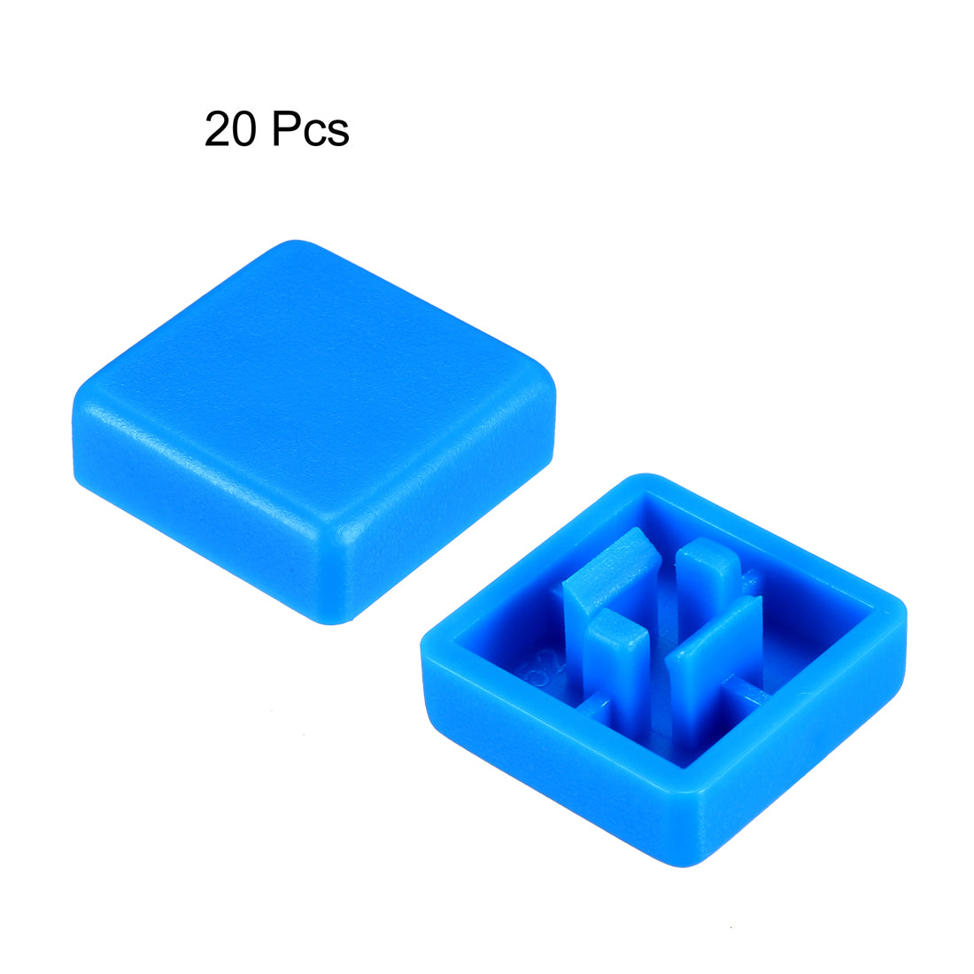 uxcell Uxcell 20Pcs Plastic 12x12mm Pushbutton Tactile Switch Caps Cover Keycaps Blue for 12x12x7.3mm Tact Switch