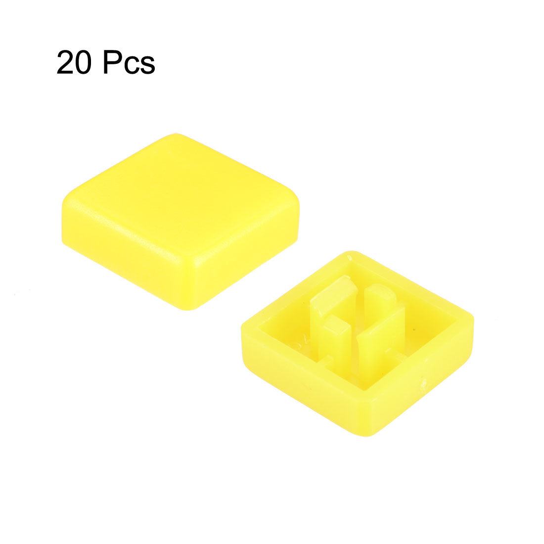 uxcell Uxcell 20Pcs Plastic 12x12mm Pushbutton Tactile Switch Caps Cover Keycaps Yellow for 12x12x7.3mm Tact Switch