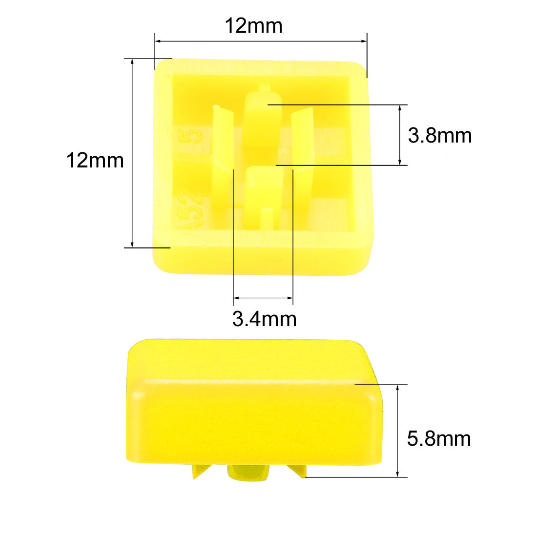 uxcell Uxcell 20Pcs Plastic 12x12mm Pushbutton Tactile Switch Caps Cover Keycaps Yellow for 12x12x7.3mm Tact Switch