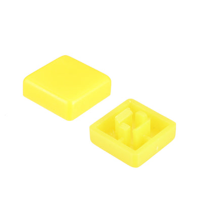 Harfington Uxcell 20Pcs Plastic 12x12mm Pushbutton Tactile Switch Caps Cover Keycaps Yellow for 12x12x7.3mm Tact Switch