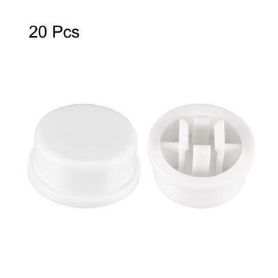 Harfington Uxcell 20Pcs Plastic 13x5.6mm Pushbutton Tactile Switch Caps Cover Keycaps White for 12x12x7.3mm Tact Switch