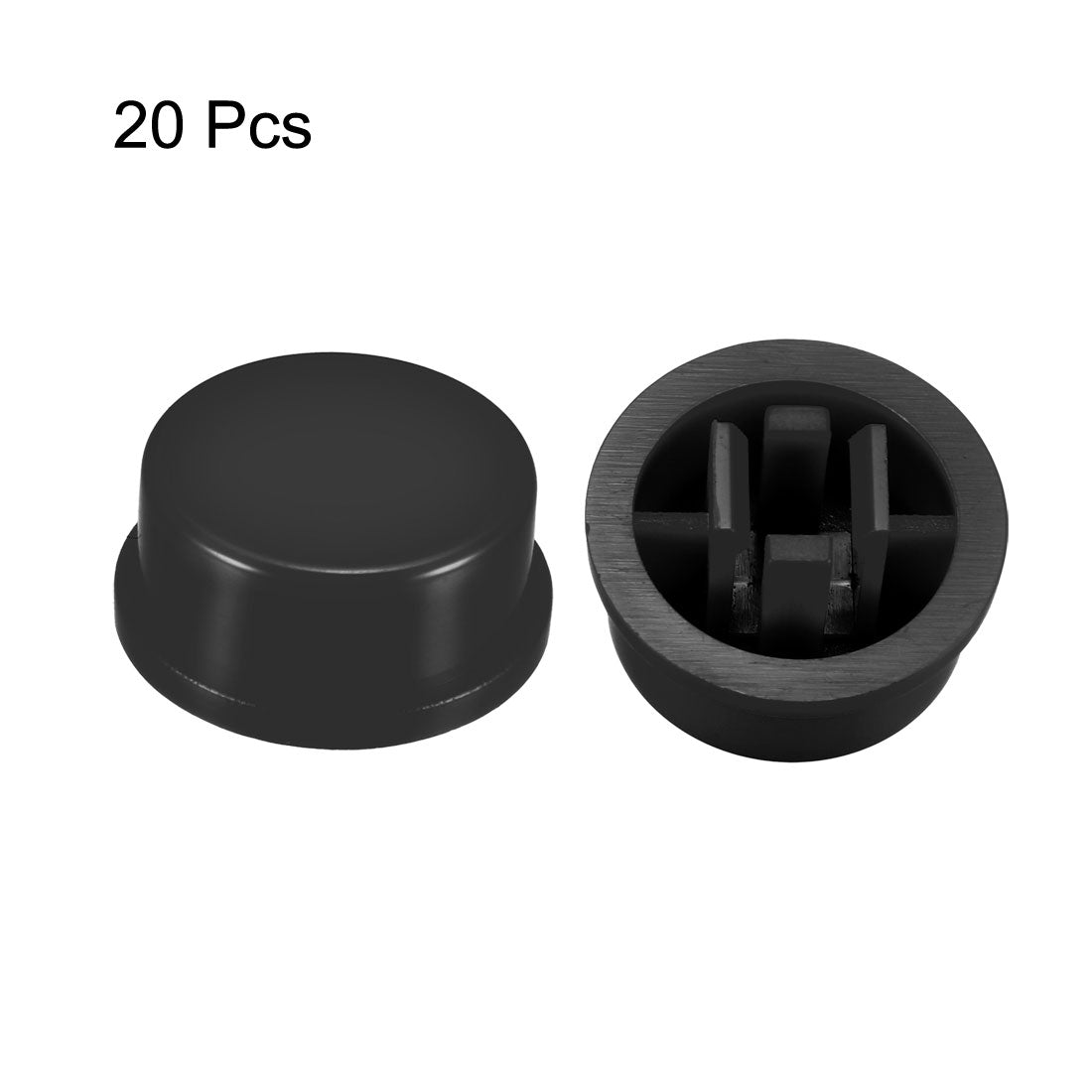 uxcell Uxcell 20Pcs Plastic 13x5.6mm Pushbutton Tactile Switch Caps Cover Keycaps Black for 12x12x7.3mm Tact Switch