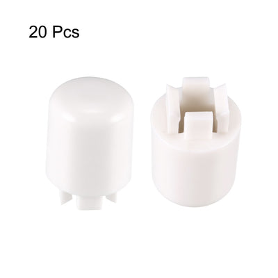 Harfington Uxcell 20Pcs Plastic Pushbutton Tactile Switch Caps Cover Keycaps White for 12x12x7.3mm Tact Switch