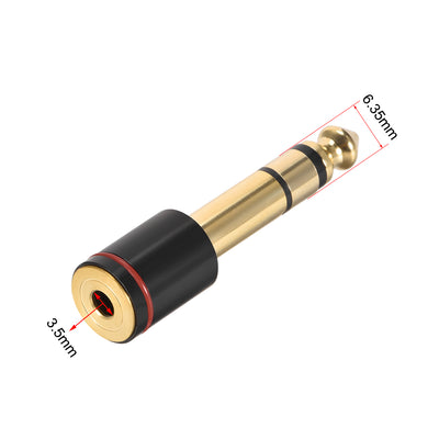Harfington Uxcell 6.35mm Male to 3.5mm Female Stereo Connector Cable Converter Adapter Gold Plated Copper 4Pcs