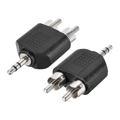 Harfington Uxcell 3.5mm Male to 2 RCA Male Connector Stereo Audio Video Cable Adapter Splitter 2Pcs