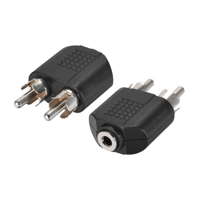 Harfington Uxcell 3.5mm Female to 2 RCA Male Connector Stereo Audio Video Cable Adapter Splitters 2Pcs