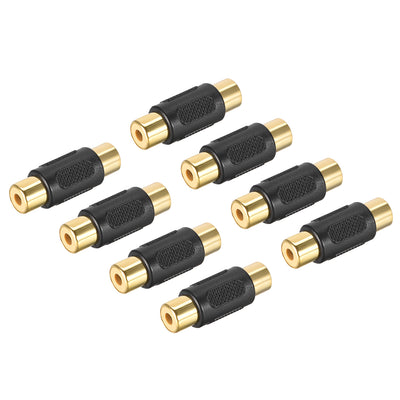 Harfington Uxcell Single RCA Female to Female Connector Stereo Audio Video Cable Adapter Coupler Black 8pcs