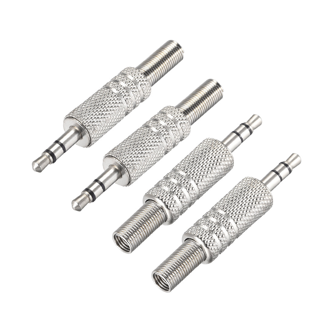uxcell Uxcell 3.5mm Stereo Male Jack Solder Connector Audio Video Cable Power Adapter Zinc Alloy 4Pcs