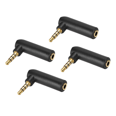 Harfington Uxcell 3.5mm 4 Pole Male to Female Connector 90 Degree Stereo Audio Earphone Adapter Converter 4Pcs