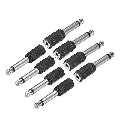 Harfington Uxcell 6.35mm Male Mono to 3.5mm Female Stereo Connector Audio Video Adapter Coupler 8Pcs