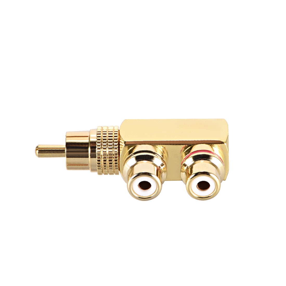 uxcell Uxcell RCA Male to 2 RCA Female Connector Stereo Audio Video Splitter Adapter Coupler Gold-plated Brass 2Pcs