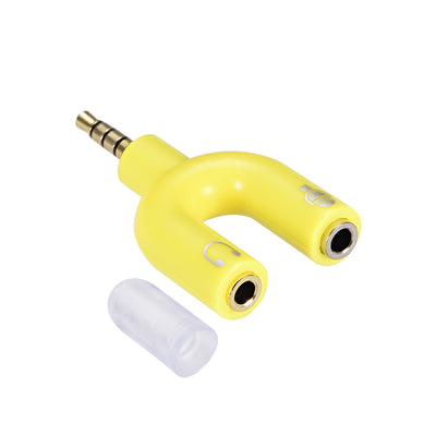 Harfington Uxcell 3.5mm 4 Pole Stereo Male to Dual 3.5mm Female Connector Splitter Audio Video Cable Power Adapter Yellow