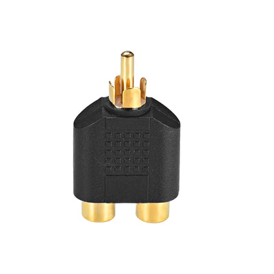 Harfington Uxcell RCA Male to 2 RCA Female Connector Stereo Audio Video Cable Adapter Splitter Black