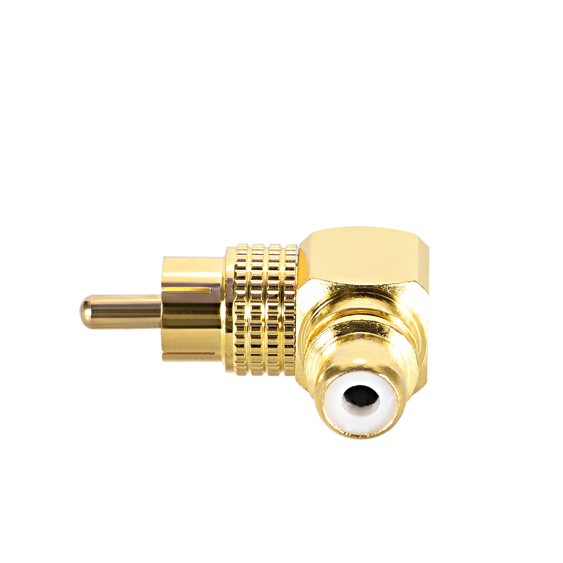 uxcell Uxcell RCA Male to Female 90 Degree Connector Stereo Audio Video Cable Adapter Coupler Gold-plated Copper 2Pcs