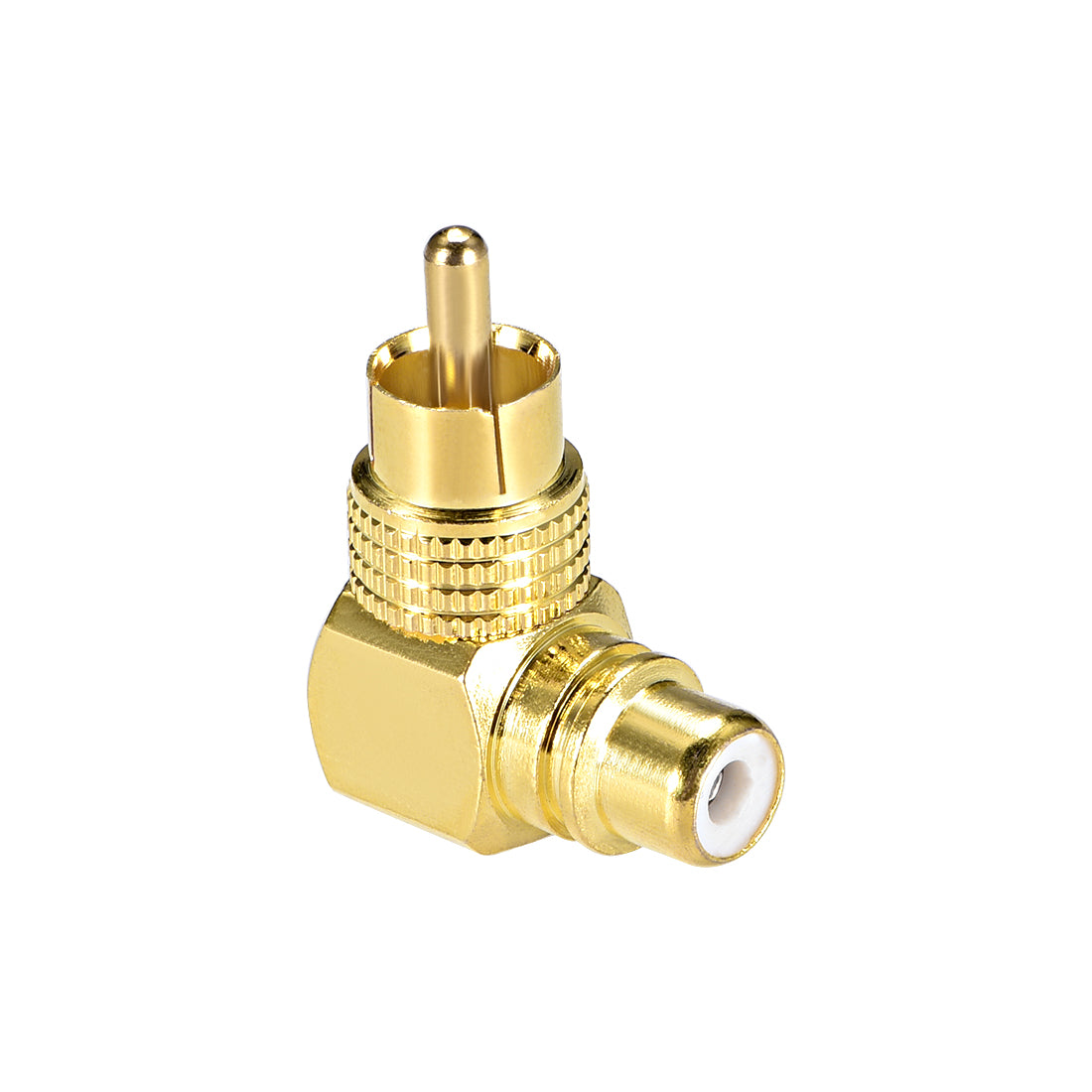 uxcell Uxcell RCA Male to Female 90 Degree Connector Stereo Audio Video Cable Adapter Coupler Gold-plated Copper 2Pcs
