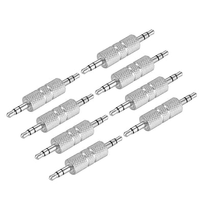 Harfington Uxcell 3.5mm Male to Male Connector Stereo Audio Video Adapter Coupler Converters Silver Tone 8Pcs