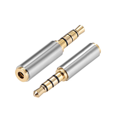 Harfington Uxcell 3.5mm Stereo 4 Poles Male to 2.5mm Female Connector Audio Video Adapter Coupler Converters Zinc Alloy 2 Pcs