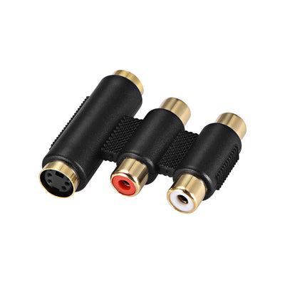 Harfington Uxcell Gold Plated 2-RCA+S-Video 4P Female to Female Jack Coupler Adapter White Red