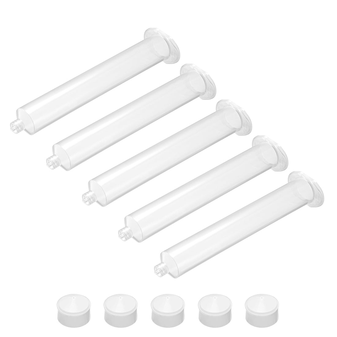 uxcell Uxcell 55CC/55ML Clear Adhesive Syringes Tube Sleeve with Piston for Industrial, 5 Pcs