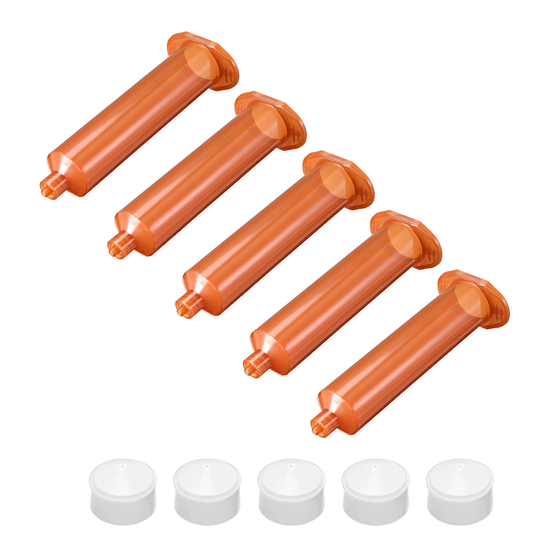 uxcell Uxcell 30CC/30ML Brown Adhesive Syringes Tube Sleeve with Piston for Industrial, 5 Pcs