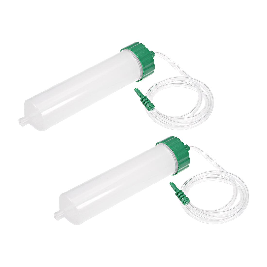 uxcell Uxcell Air Tubing Glue Dispenser Syringes 200cc Clear w Adapter for Industrial, 2 Pcs (Plastic Cover)
