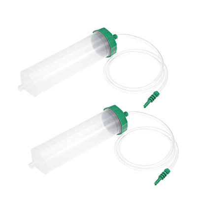 Harfington Uxcell Air Tubing Glue Dispenser Syringes 300cc Clear w Adapter for Industrial, 2 Pcs (Plastic Cover)