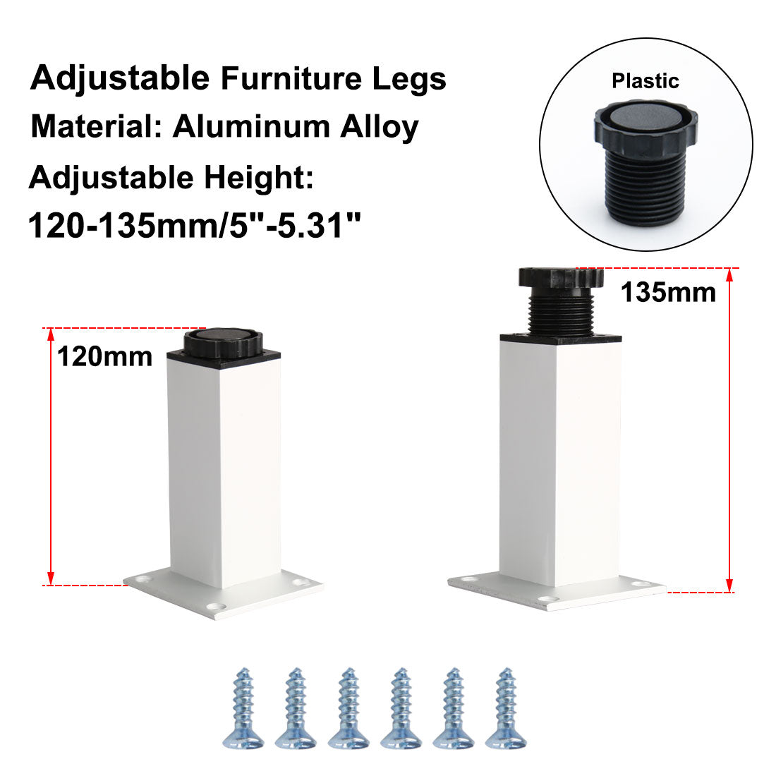 uxcell Uxcell Furniture Legs Aluminium Alloy Sofa Table Desk Feet Replacement Height Adjuster