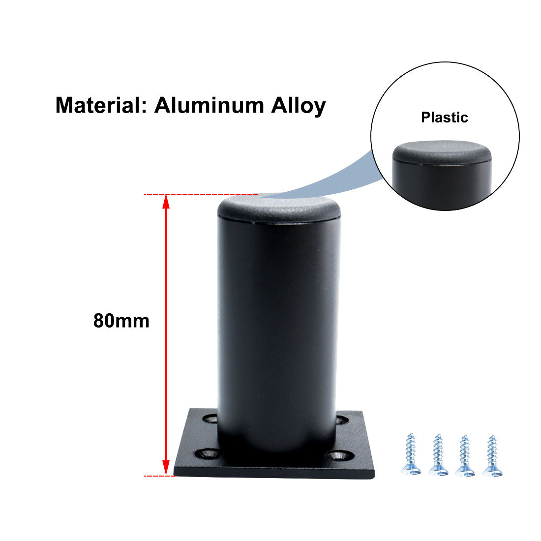 uxcell Uxcell Round Black Furniture Legs Aluminium Alloy Sofa Feet Replacement Height Adjuster