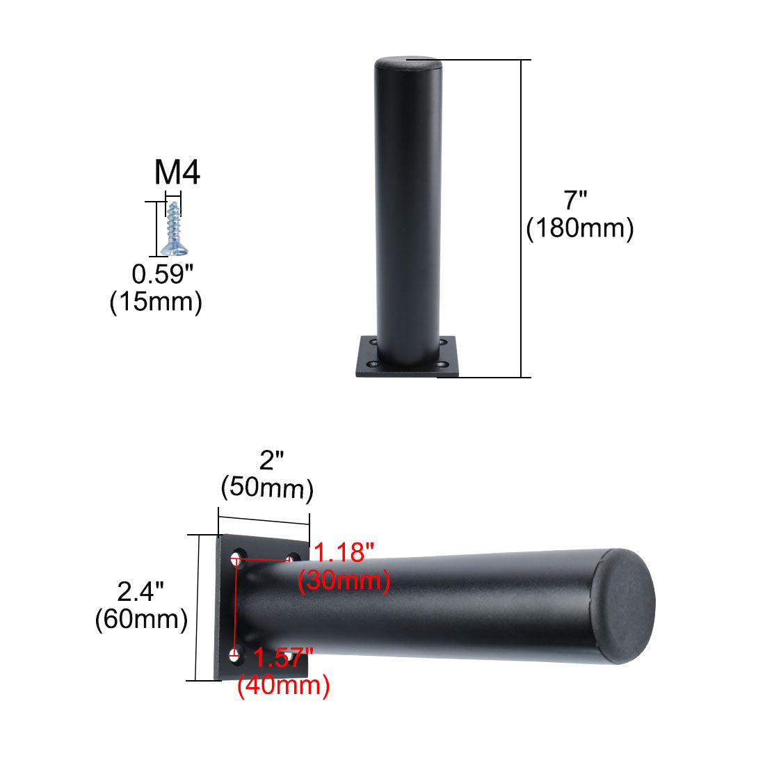 uxcell Uxcell Round Black Furniture Legs Aluminium Alloy Feet Replacement Height Adjuster 2pcs