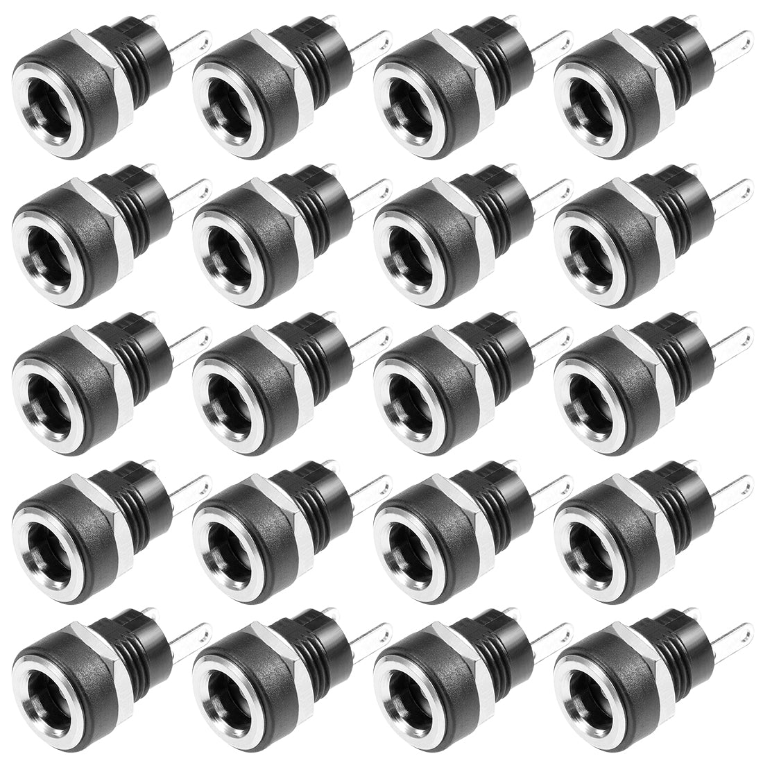 uxcell Uxcell PCB Mount DC Connector DC022B 5.5mm x 2.1mm 2 Pin Audio Video Socket Black 20Pcs