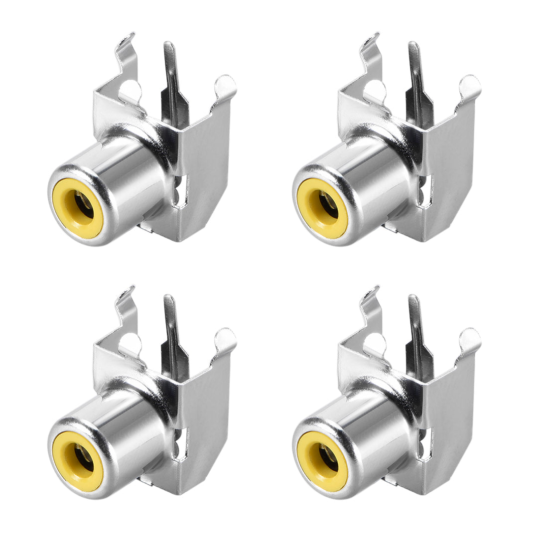 uxcell Uxcell PCB Panel Mount Single RCA Socket Female Jack Audio Video AV Connector Silver Tone 4Pcs