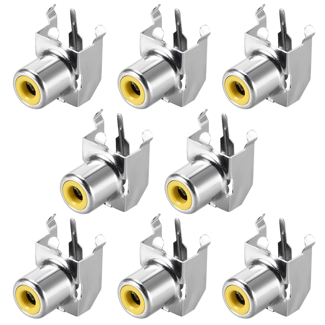 uxcell Uxcell PCB Panel Mount Single RCA Socket Female Jack Audio Video AV Connector Silver Tone 8Pcs