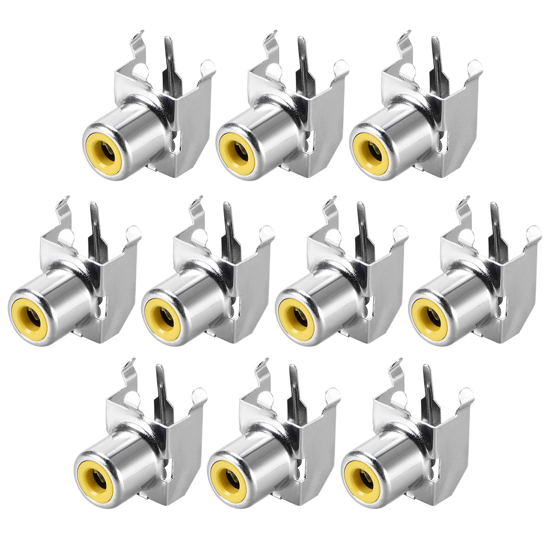 uxcell Uxcell PCB Panel Mount Single RCA Socket Female Jack Audio Video AV Connector Silver Tone 10Pcs