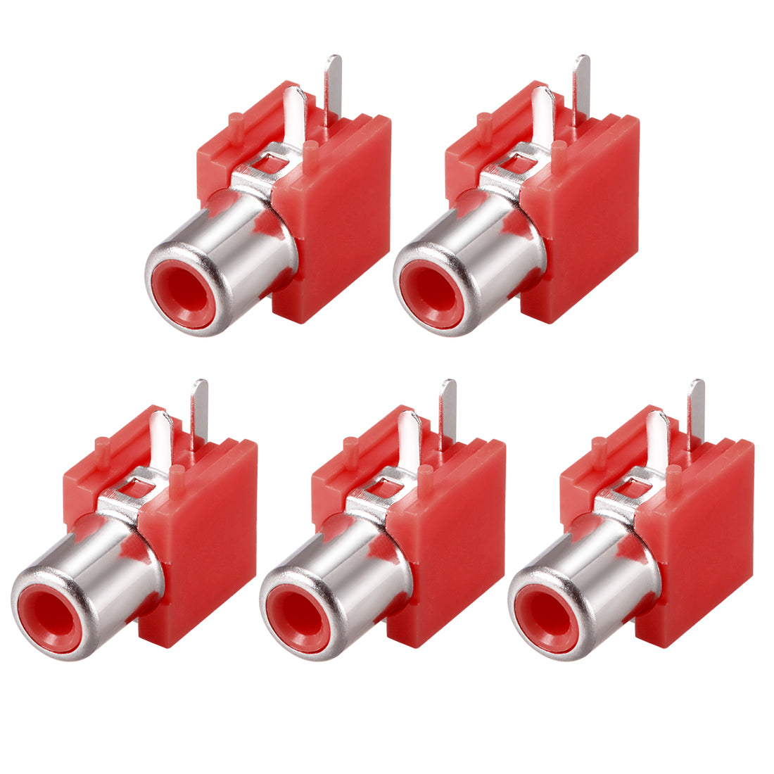 uxcell Uxcell PCB Panel Mount Single RCA Socket Female Jack Audio Video AV Connector Red 5Pcs