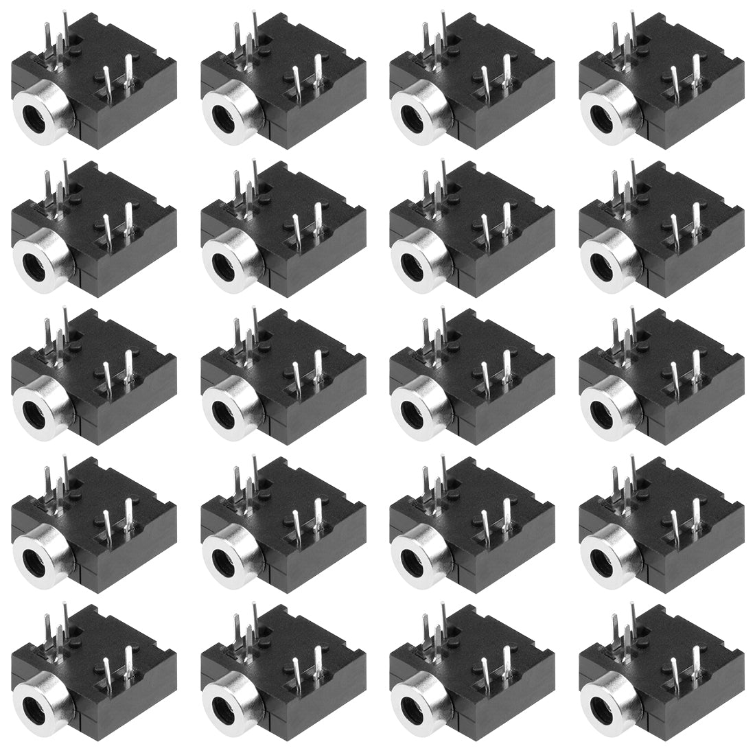 uxcell Uxcell PCB Mount 2.5mm 5 Pin Socket Headphone Stereo Jack Audio Video Connector PJ204 Black 20Pcs