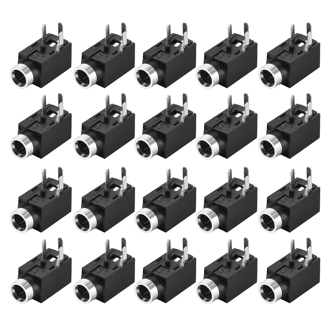 uxcell Uxcell PCB Mount 2.5mm 3 Pin Socket Headphone Stereo Jack Audio Video Connector PJ210 Black 20Pcs