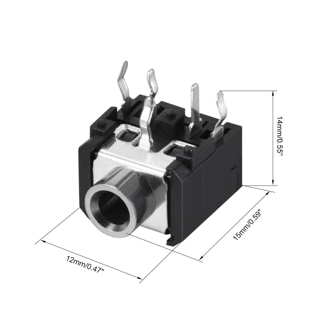 Uxcell PCB Mount 3.5mm 6 Pin Socket Headphone Stereo Jack Audio Video ...