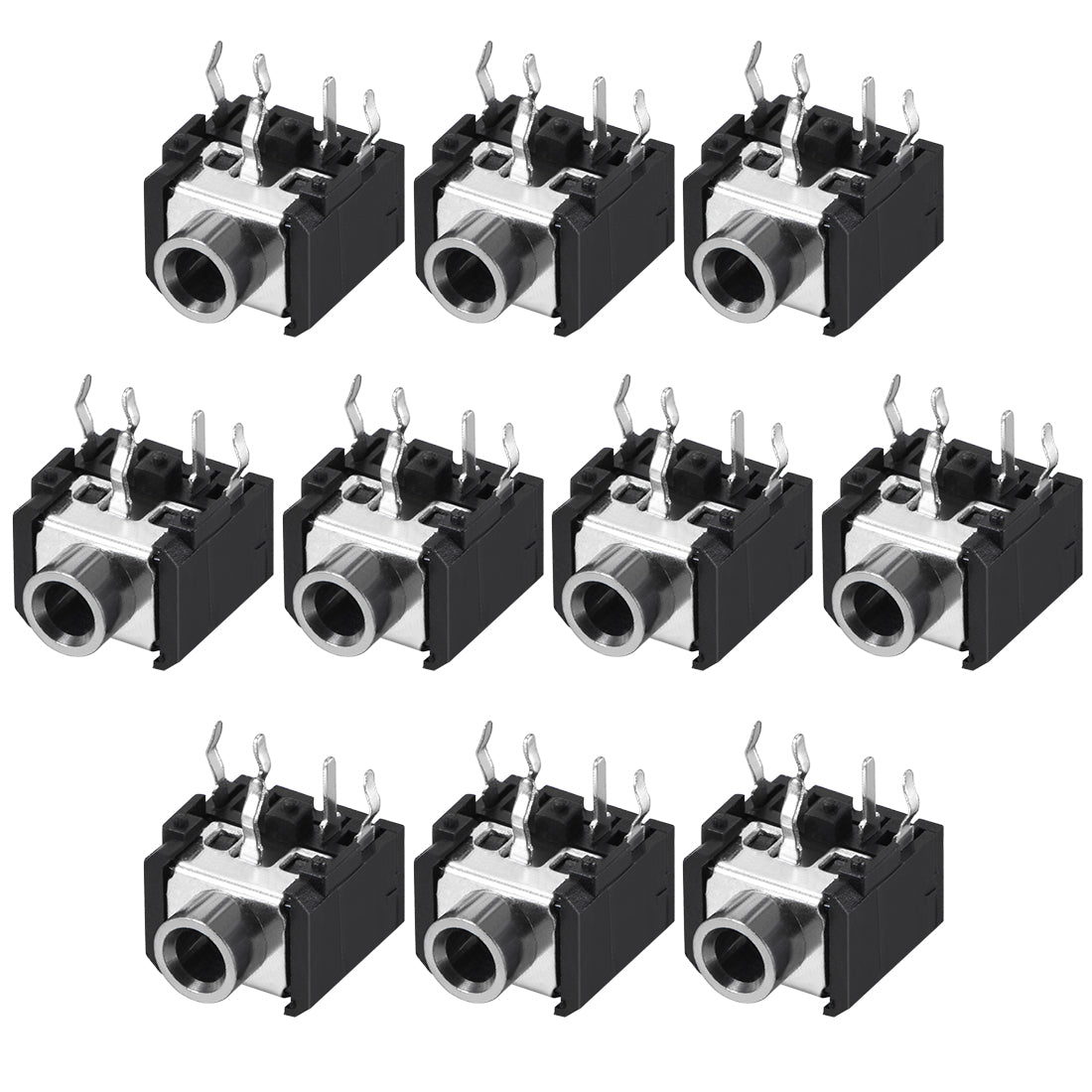 uxcell Uxcell PCB Mount 3.5mm 5 Pin Socket Headphone Stereo Jack Audio Video Connector PJ306 Black 10Pcs