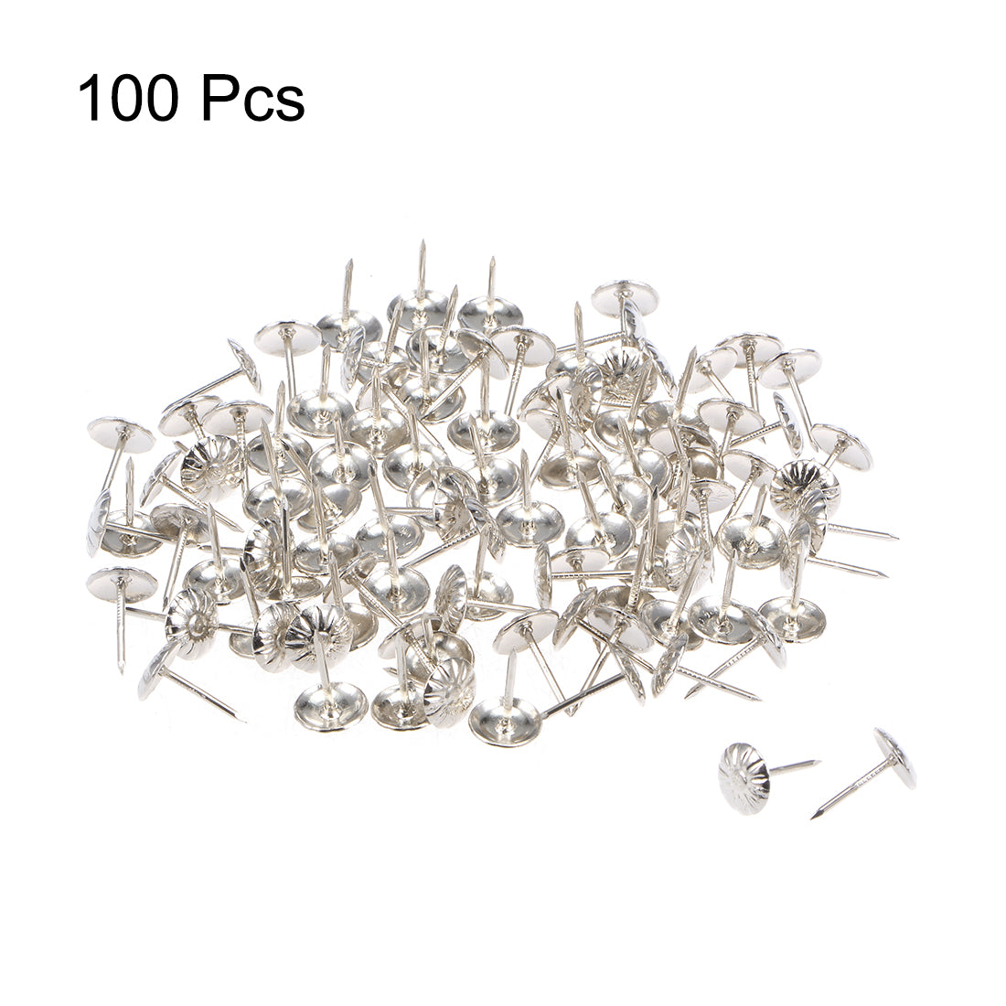 uxcell Uxcell Upholstery Nails Tacks 7/16-Inch Head Dia Antique Round Thumb Push Pins Silver Tone 100 Pcs
